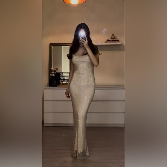 knee length dresses for ladies MONICA Backless Diamante Rhinestone Maxi Dress main image 1